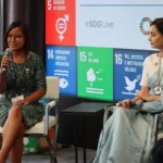 Conversation between climate advocates Sonika Manandhar and Dia Mirza at the SDGLive Zone